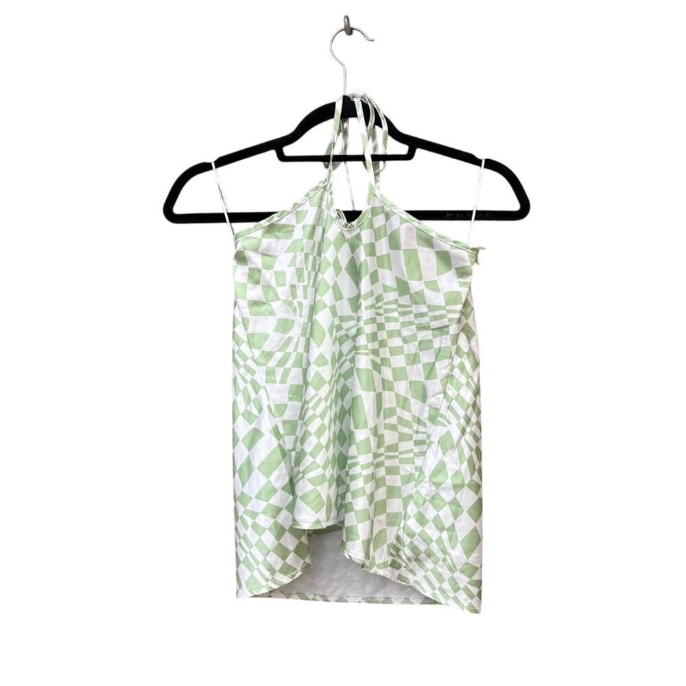 Princess Polly Mint disco halter Checkered Camisole size 4